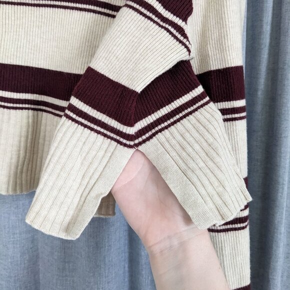 Academia Retro Preppy Arizona Cropped Sweater XXL Ribbed Cream Red Striped - Picture 4 of 7